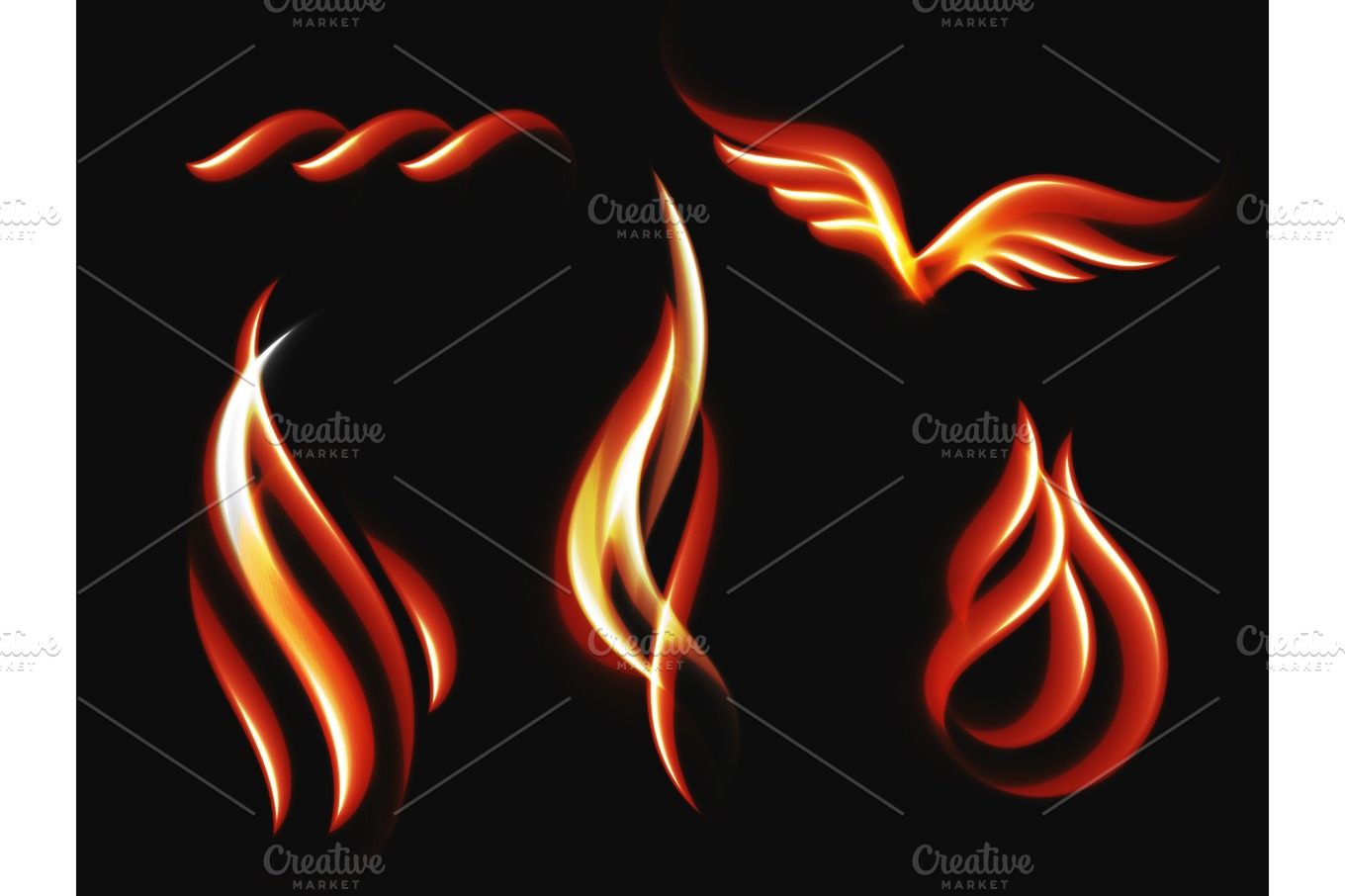 Collection fire vector illustration. | Pre-Designed Illustrator