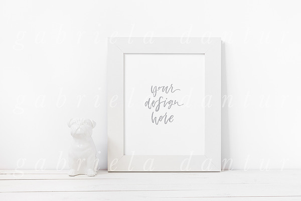 Download Dog Smart Object White Frame Mockup Creative Photoshop Templates Creative Market PSD Mockup Templates