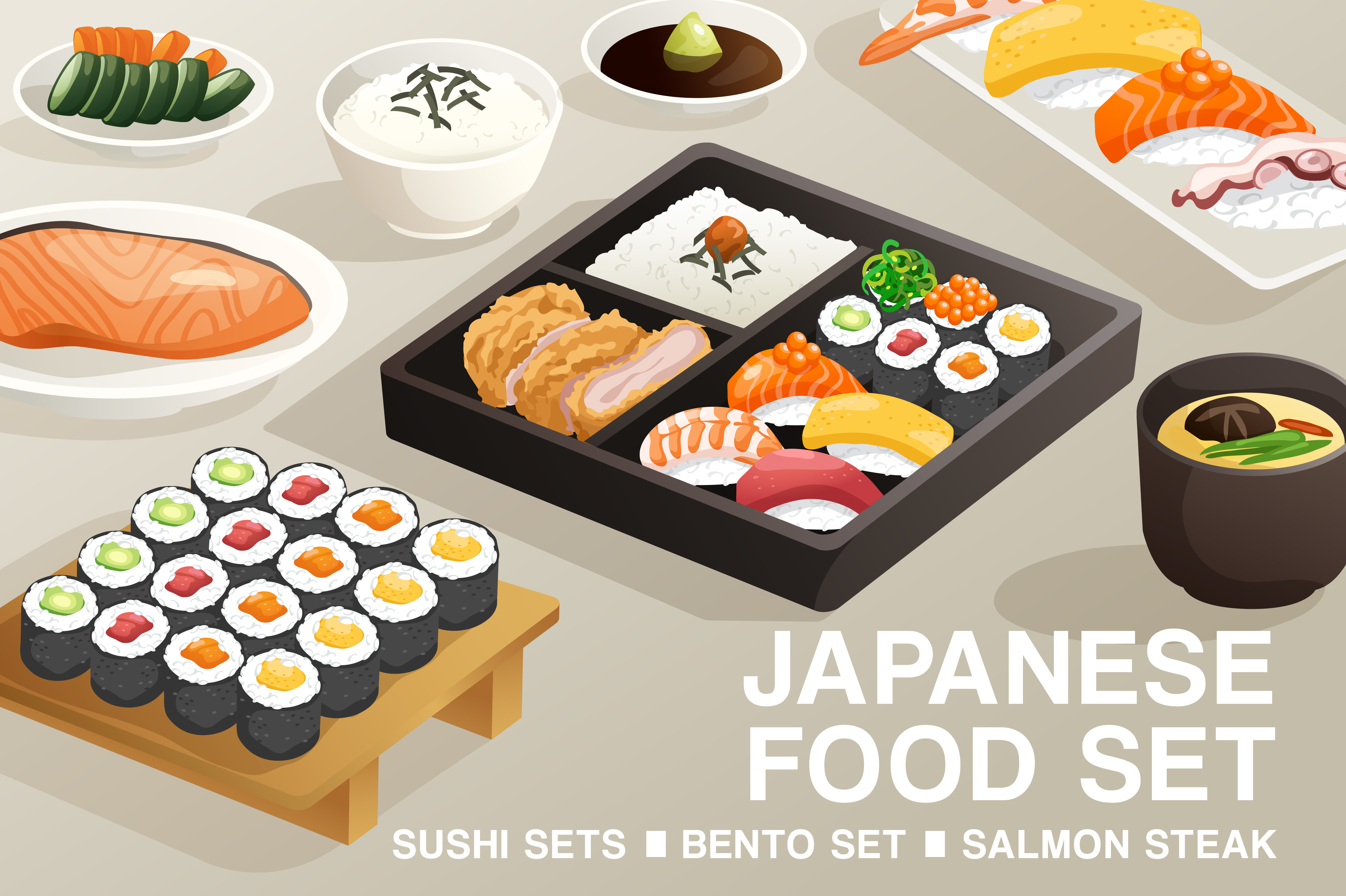 Set of Japanese Food 4 | Pre-Designed Illustrator Graphics ~ Creative