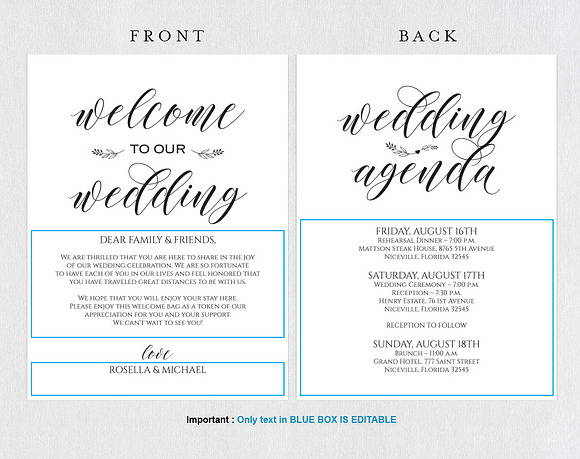 Wedding Welcome Bag Note SHR108  Invitation Templates ~ Creative Market