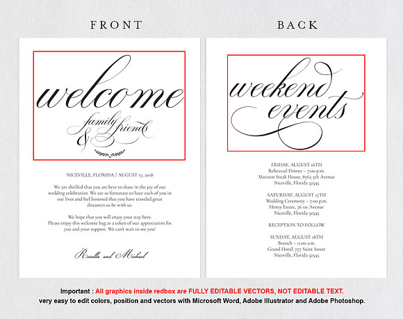 Wedding Welcome Bag Note SHR111  Invitation Templates ~ Creative Market