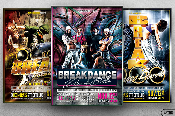 Break Dance Battle Flyer Bundle Creative Photoshop Templates Creative Market