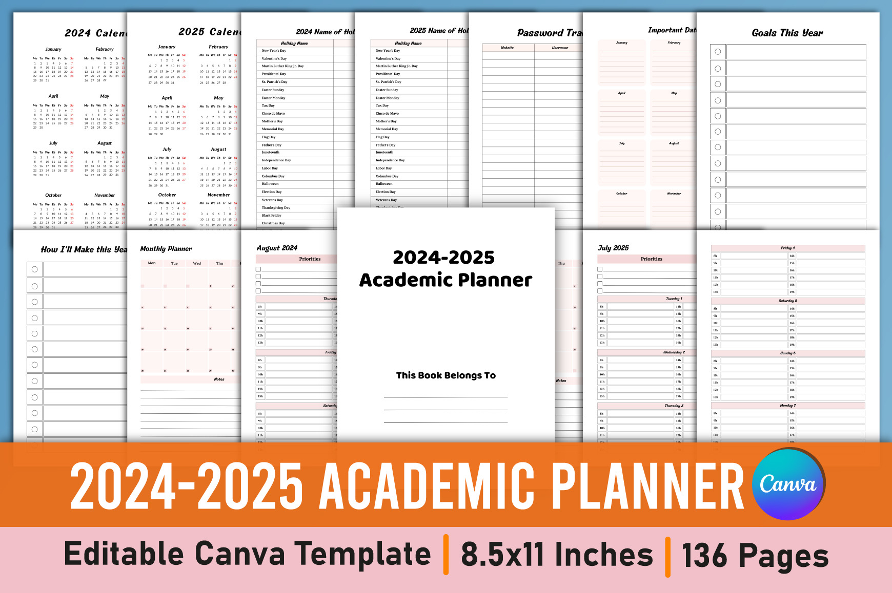 2024-2025 Academic Planner Canva | Creative Market