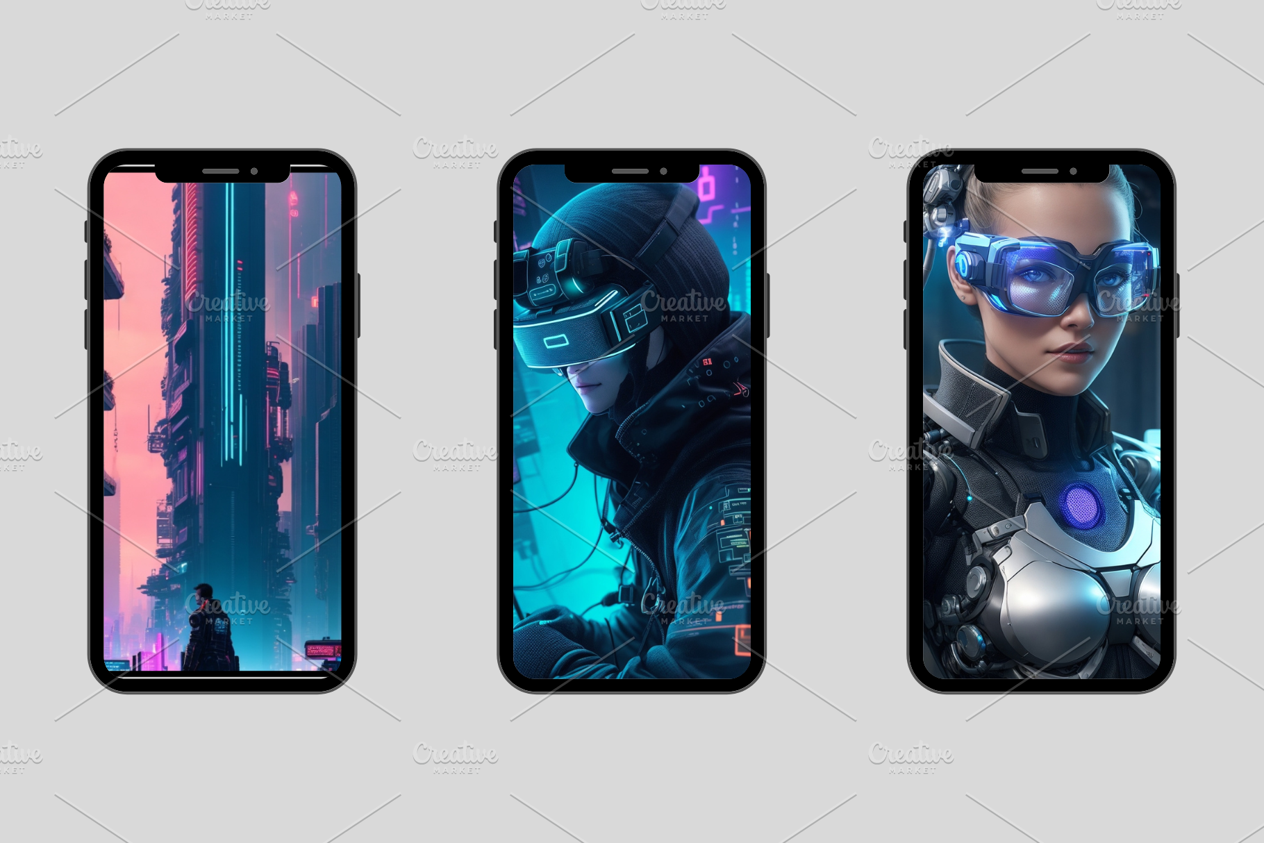 Futuristic SmartPhone Wallpapers | Creative Market