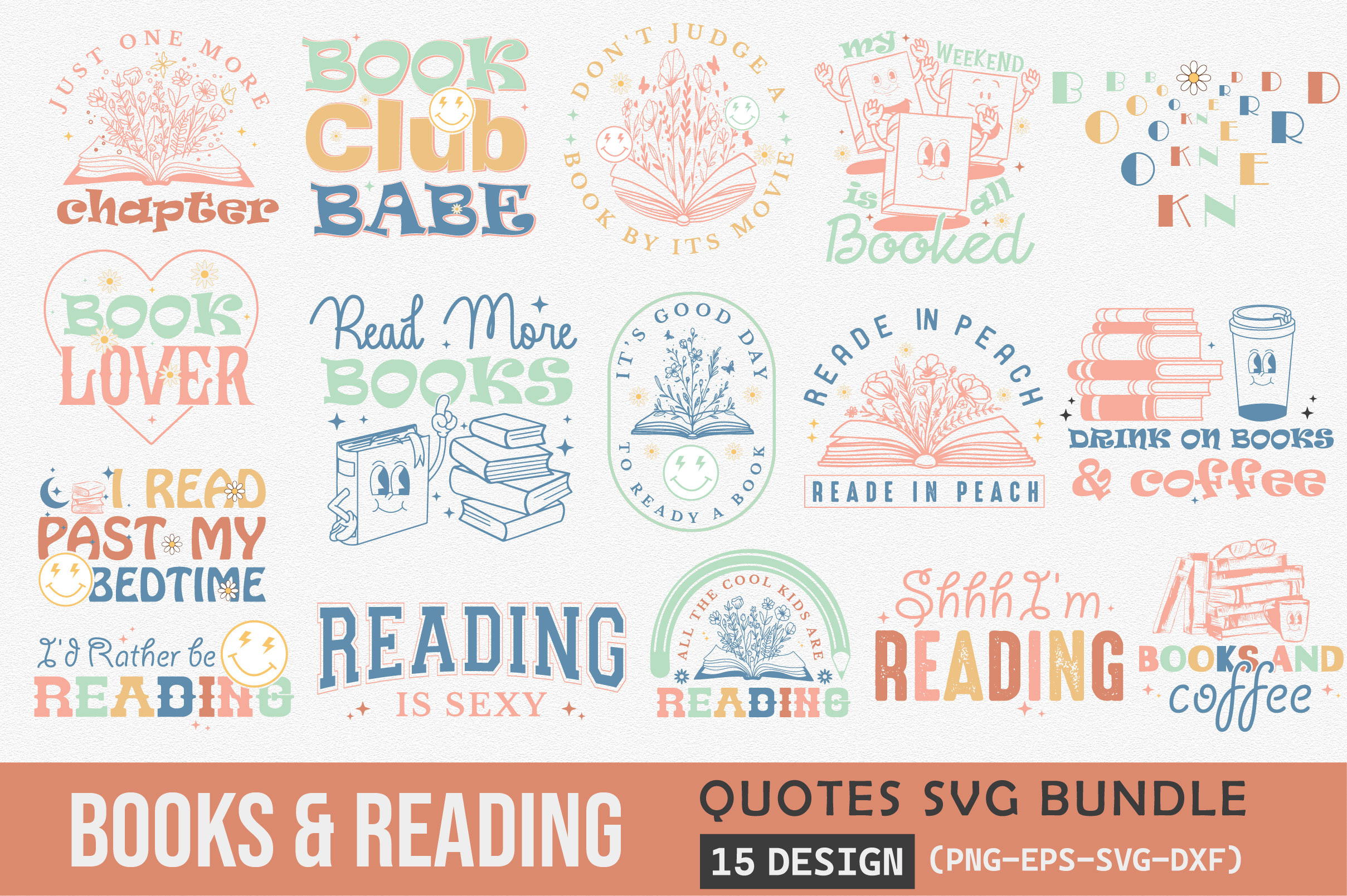 Book Lover SVG Bundle, Reading quotes