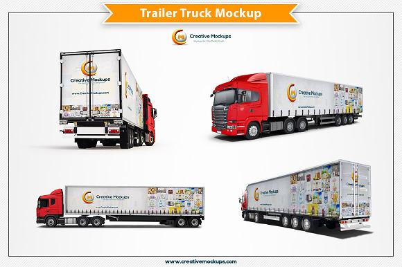 Download Trailer Truck Mockup Creative Photoshop Templates Creative Market