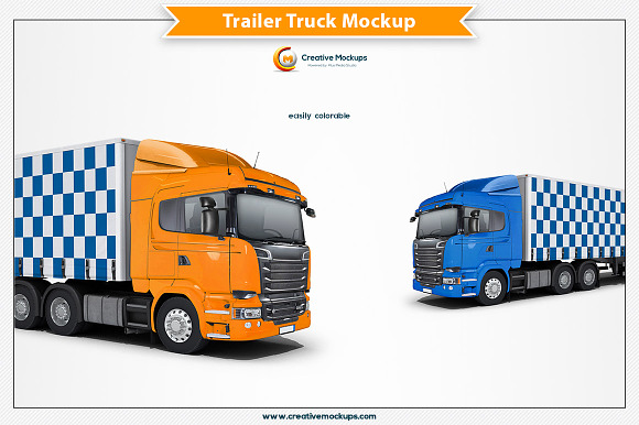 Download Trailer Truck Mockup Creative Photoshop Templates Creative Market