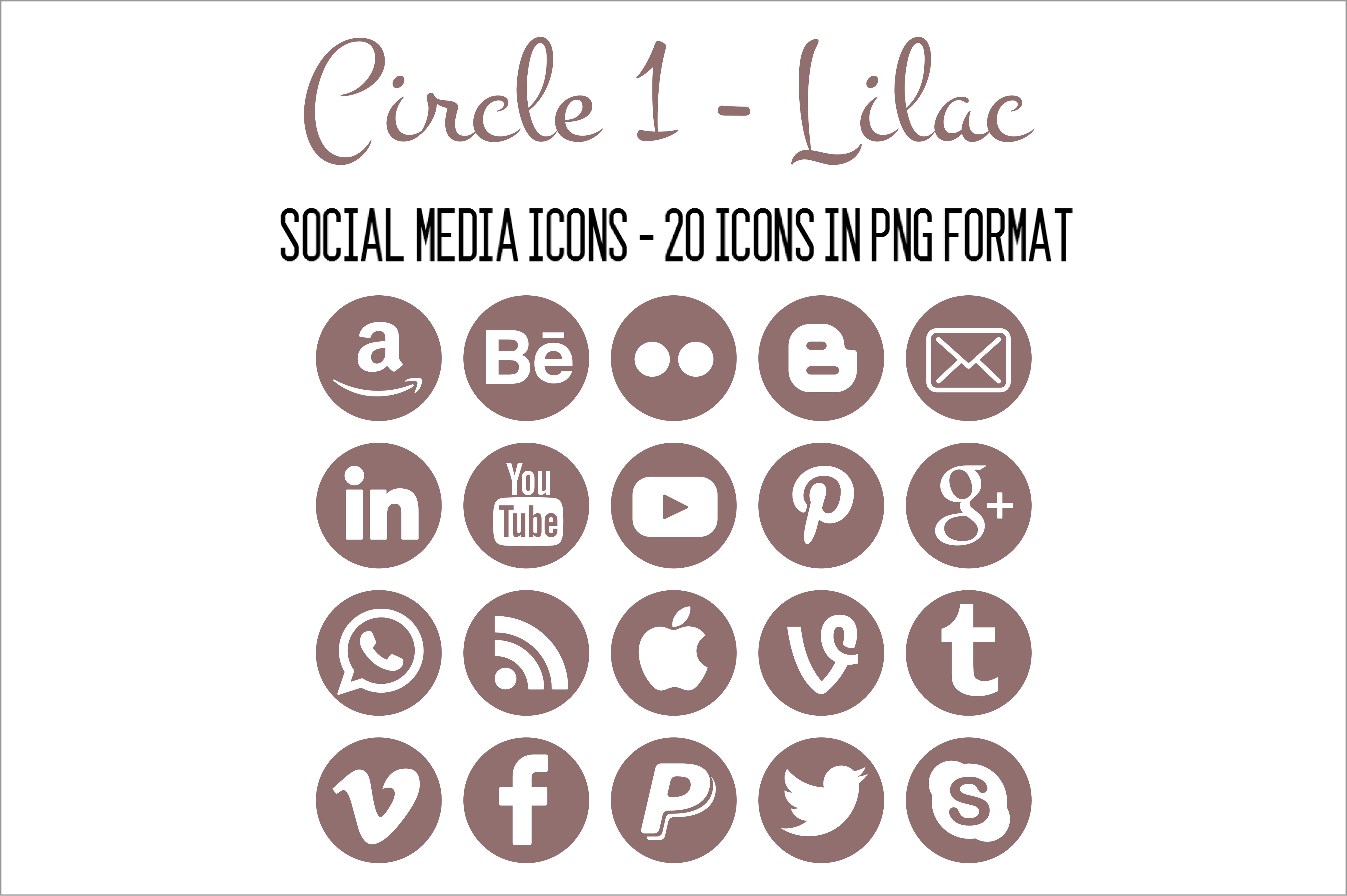 Social Media Icons - Lilac | Custom-Designed Icons ~ Creative Market