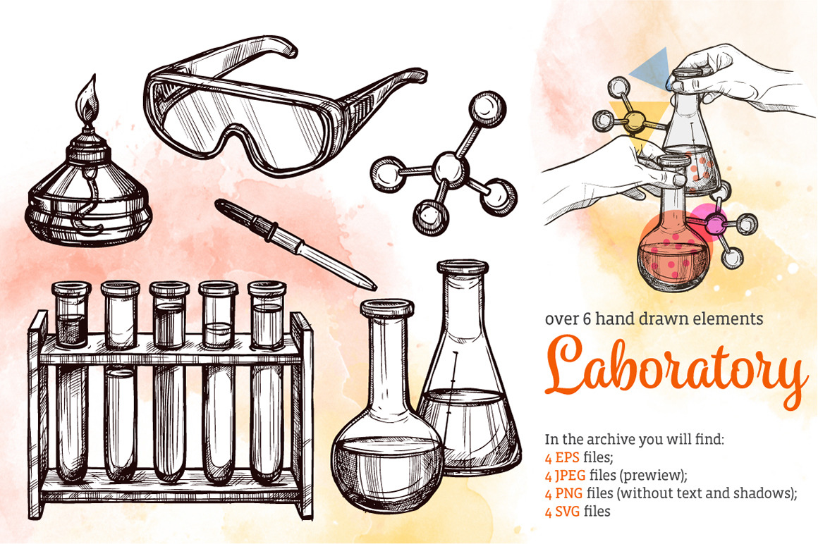 Laboratory Sketch Set | Pre-Designed Illustrator Graphics ~ Creative Market