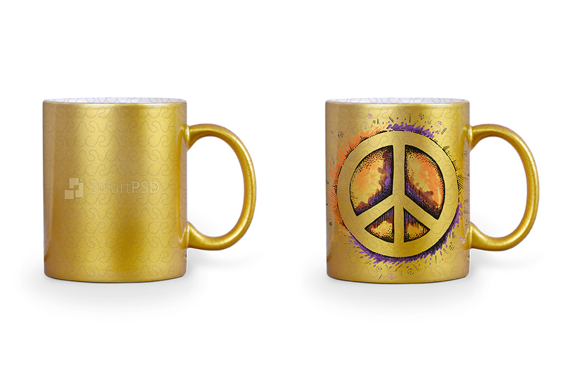 Download Golden Mug Design Mockup 2 Views Creative Photoshop Templates Creative Market