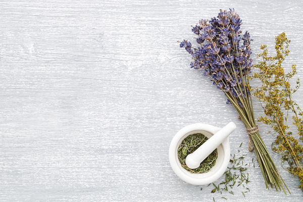 Lavender, healing herbs and mortar | High-Quality Health Stock Photos ...