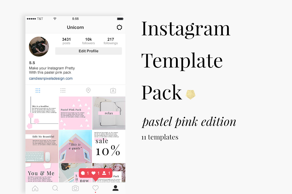 Instagram Pastel Pink Pack | Social Media Templates ~ Creative Market