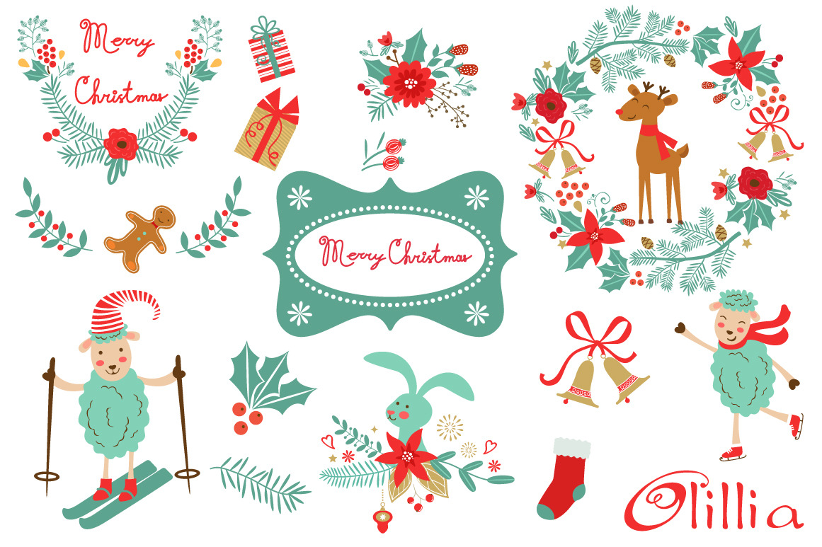 Download Cute Christmas Collection Pre Designed Illustrator Graphics Creative Market