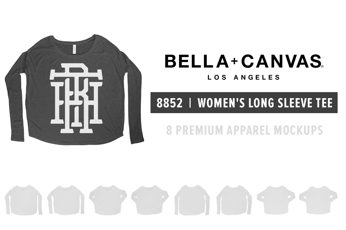 Download Bella Canvas 8852 Women S Ls Mockups Creative Photoshop Templates Creative Market