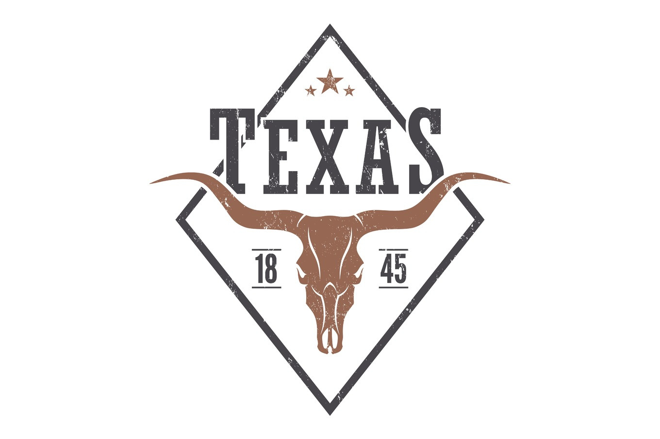 Texas state tee print with longhorn skull. | Illustrations ~ Creative ...