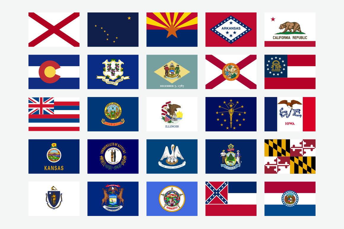 50 State Flags Of The Usa Pre Designed Photoshop Graphics Creative Market