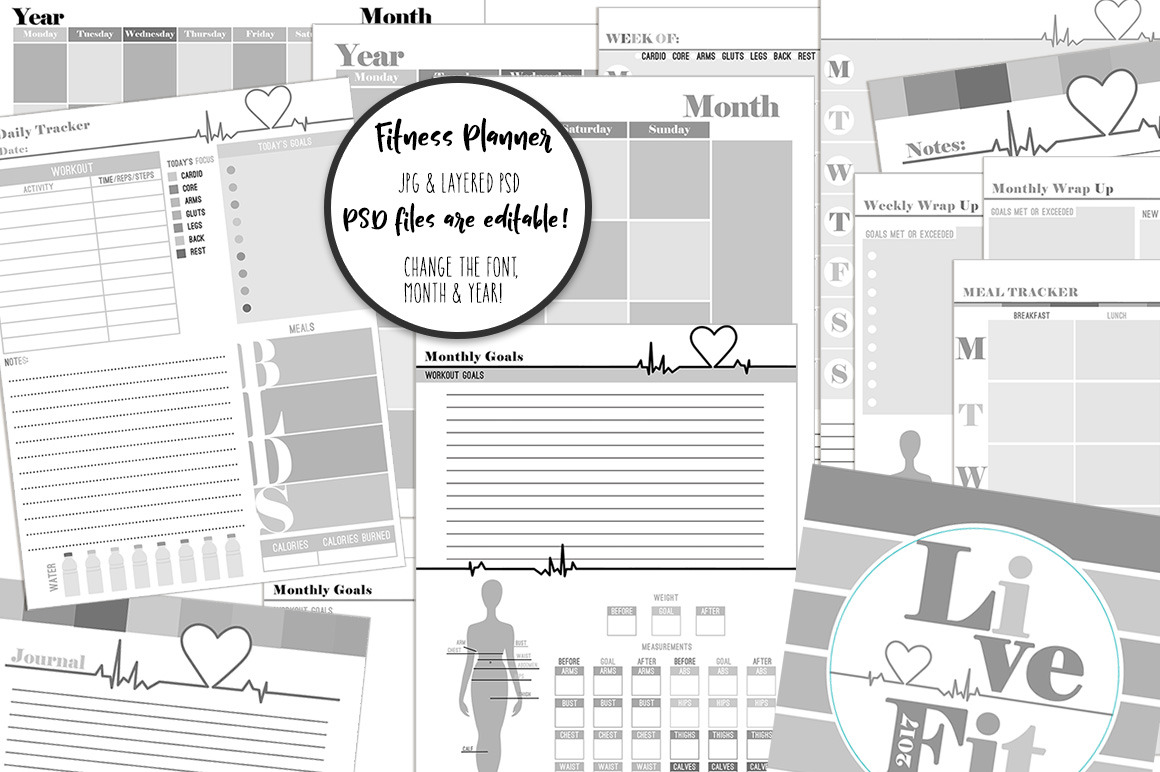 Fitness Planner Template from images.creativemarket.com