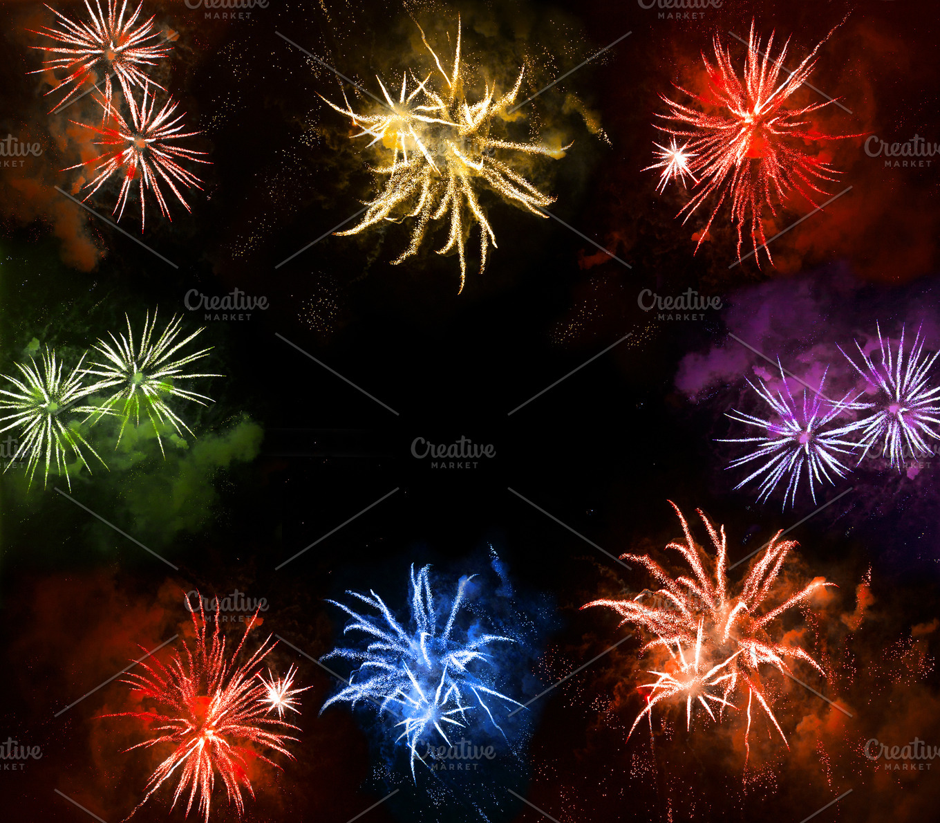 fireworks exploding over a night sky Holiday Stock Photos Creative