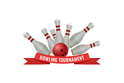 Bowling tournament logo design of strike made by ten-pin ball | Graphic ...