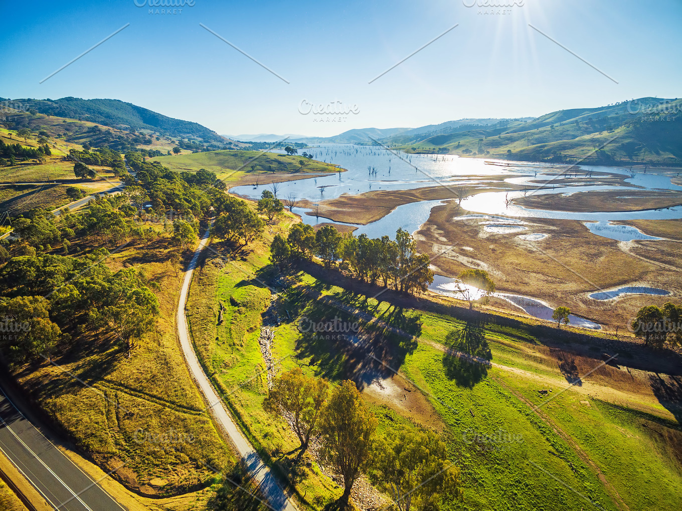 aerial-view-of-lake-hume-featuring-idyllic-lake-hume-and-landscape