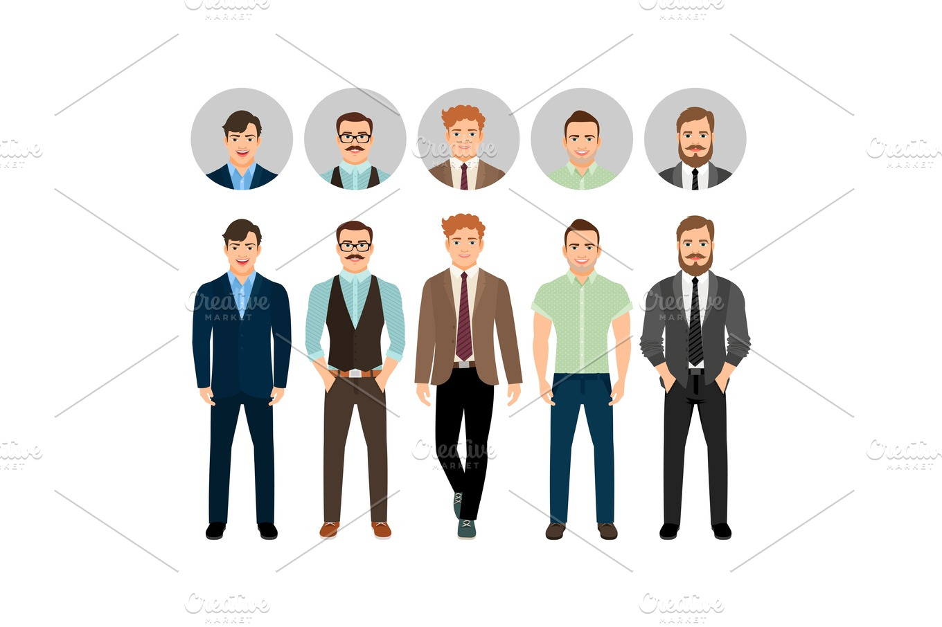 Handsome men dressed in business style | Illustrator Graphics ...