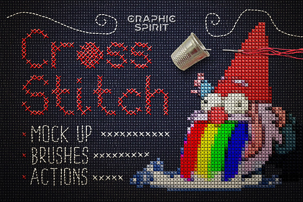 Download Cross Stitch Photoshop Action Unique Photoshop Add Ons Creative Market PSD Mockup Templates