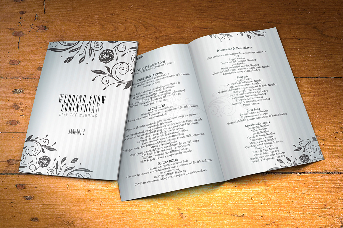 Download Wedding Program 2 Sides Psd Template Creative Photoshop Templates Creative Market PSD Mockup Templates