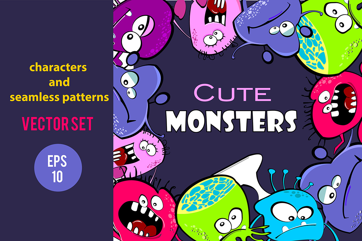 Color monsters big set | Illustrations ~ Creative Market