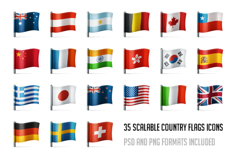 Country Flags Icon Set Pre Designed Photoshop Graphics Creative Market