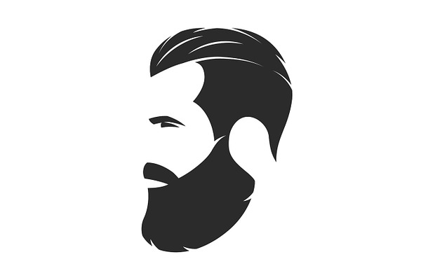 Silhouette Of A Bearded Man Hipster Style Barber Shop Emblem Pre Designed Illustrator Graphics Creative Market