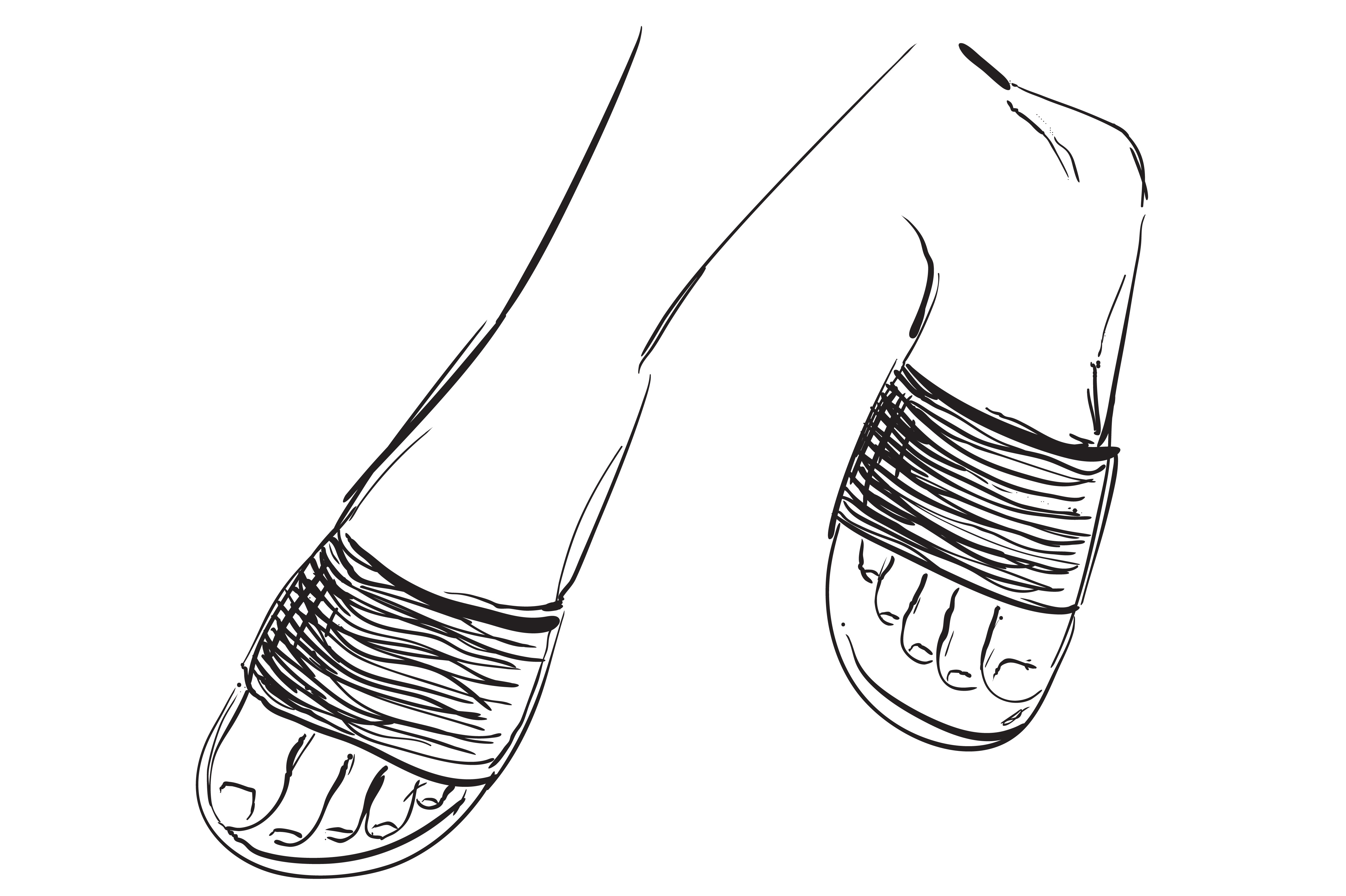 Hand drawn slippers. Shoes summer | Illustrator Graphics ~ Creative Market