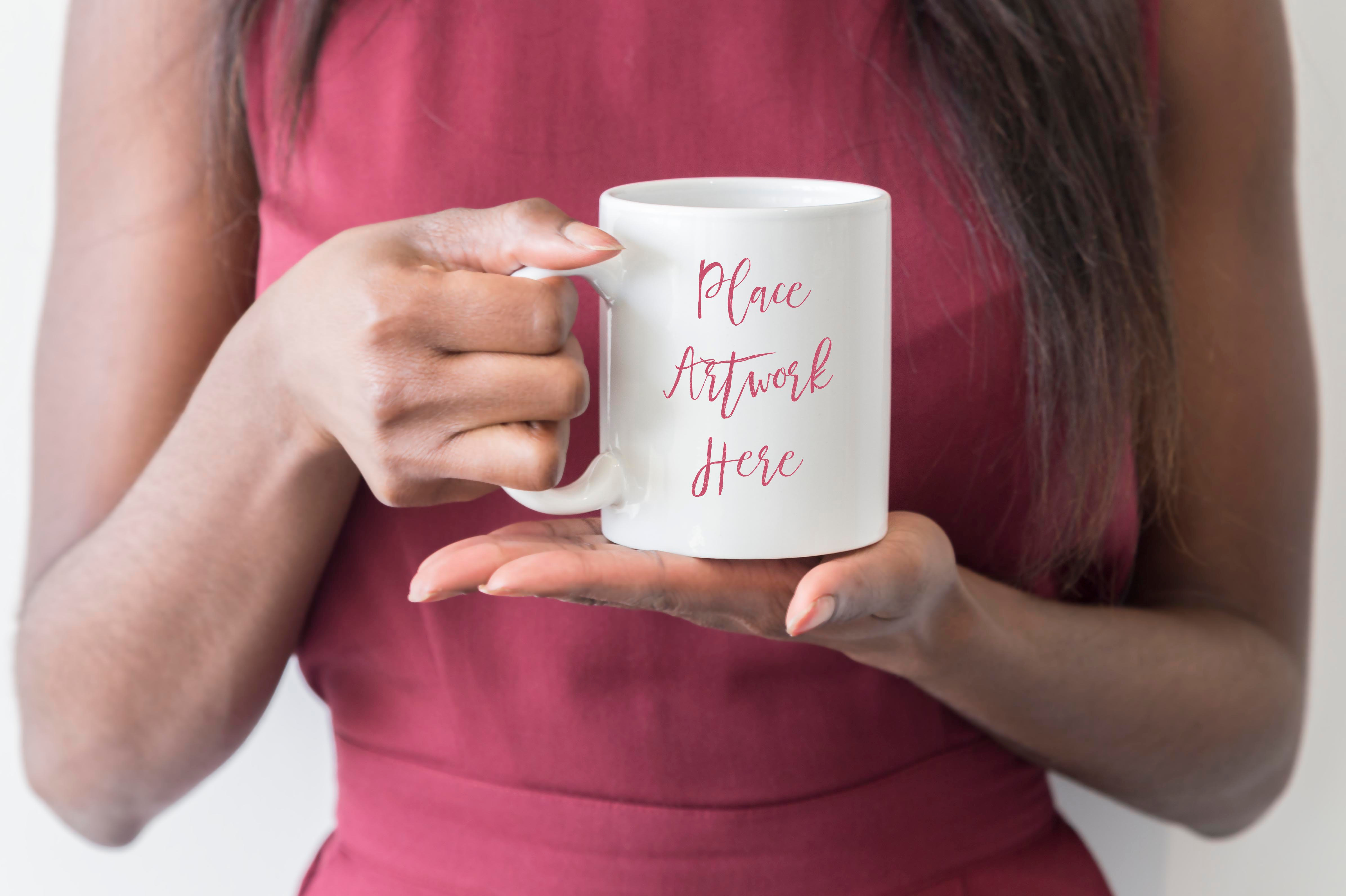 Woman Holding 15oz Mug Mockup