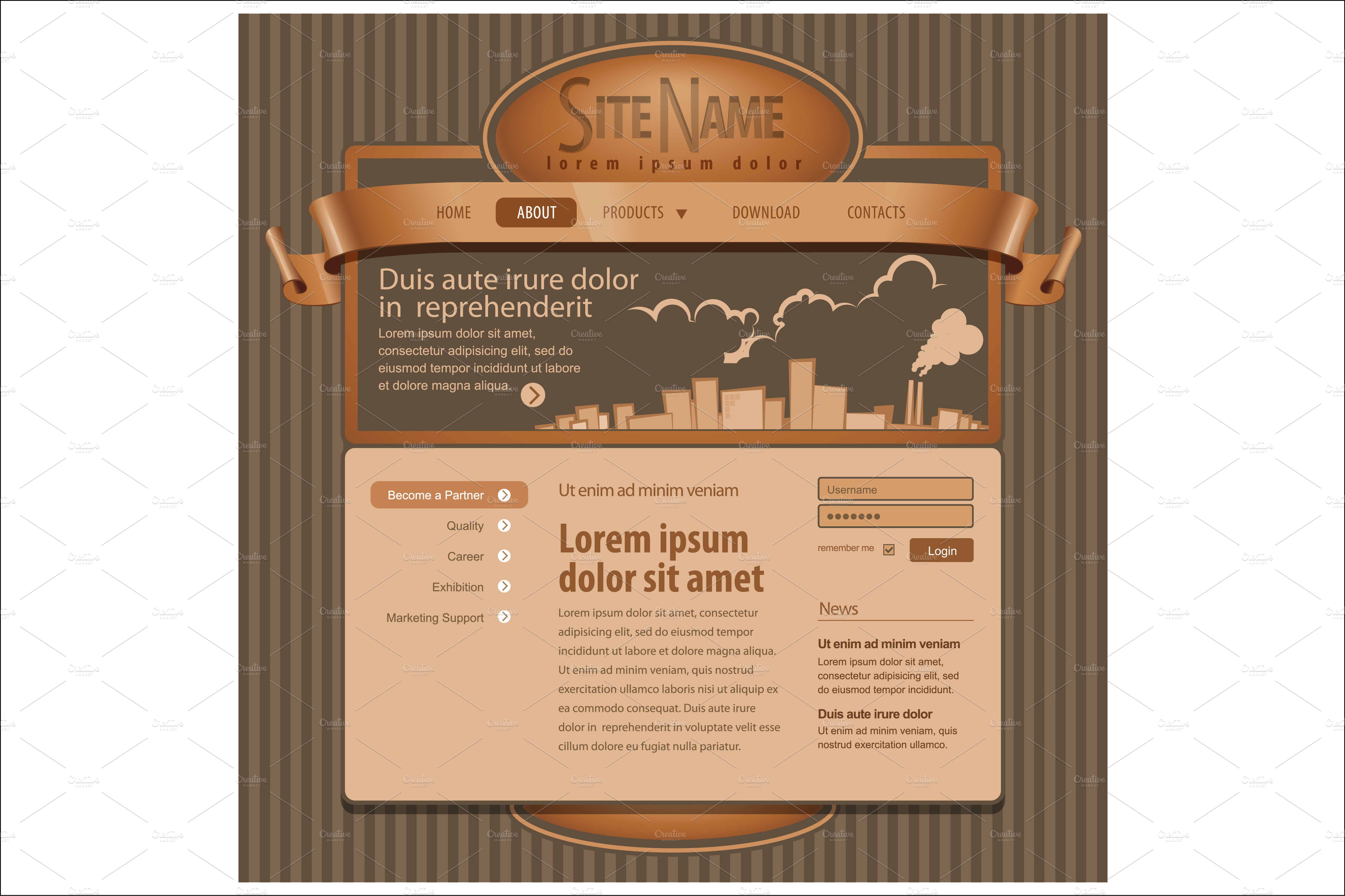 Brown Website Template | Templates & Themes ~ Creative Market