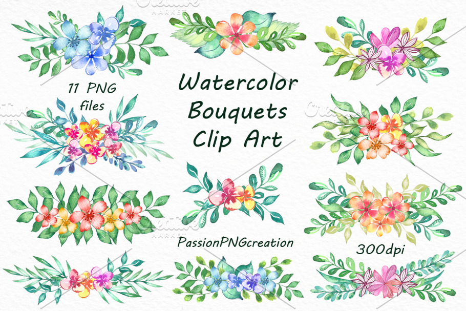 Watercolor Glass Bottles Clipart | Custom-Designed Illustrations