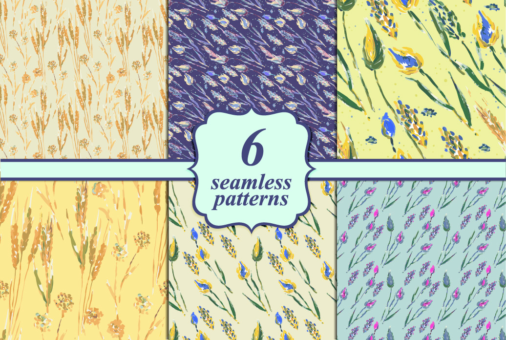 seamless watercolor patterns | Pre-Designed Illustrator Graphics