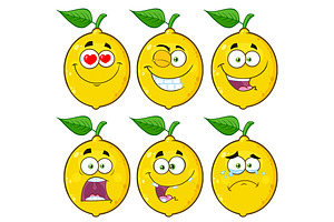 Download Yellow Lemon Emoji Face Collection Pre Designed Illustrator Graphics Creative Market PSD Mockup Templates