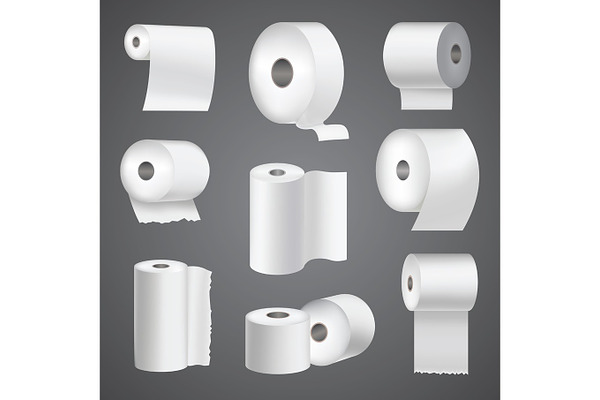 Download Realistic toilet paper roll mock up set isolated vector ...