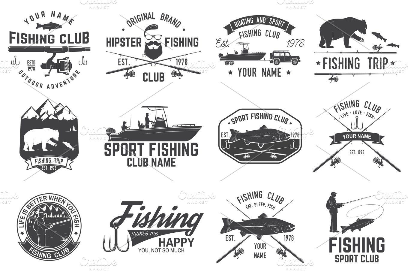 Fishing and hunting  Sports Illustrations ~ Creative Market