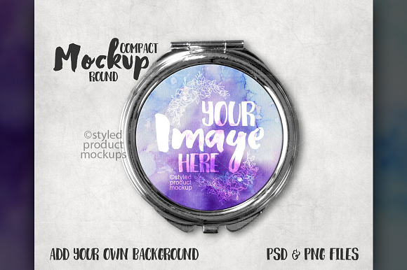 Download Round Compact Mirror Mockup Creative Photoshop Templates Creative Market