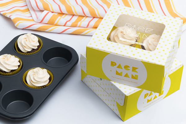 Download Four Cupcake Box Mockup 04 | Creative Photoshop Templates ...