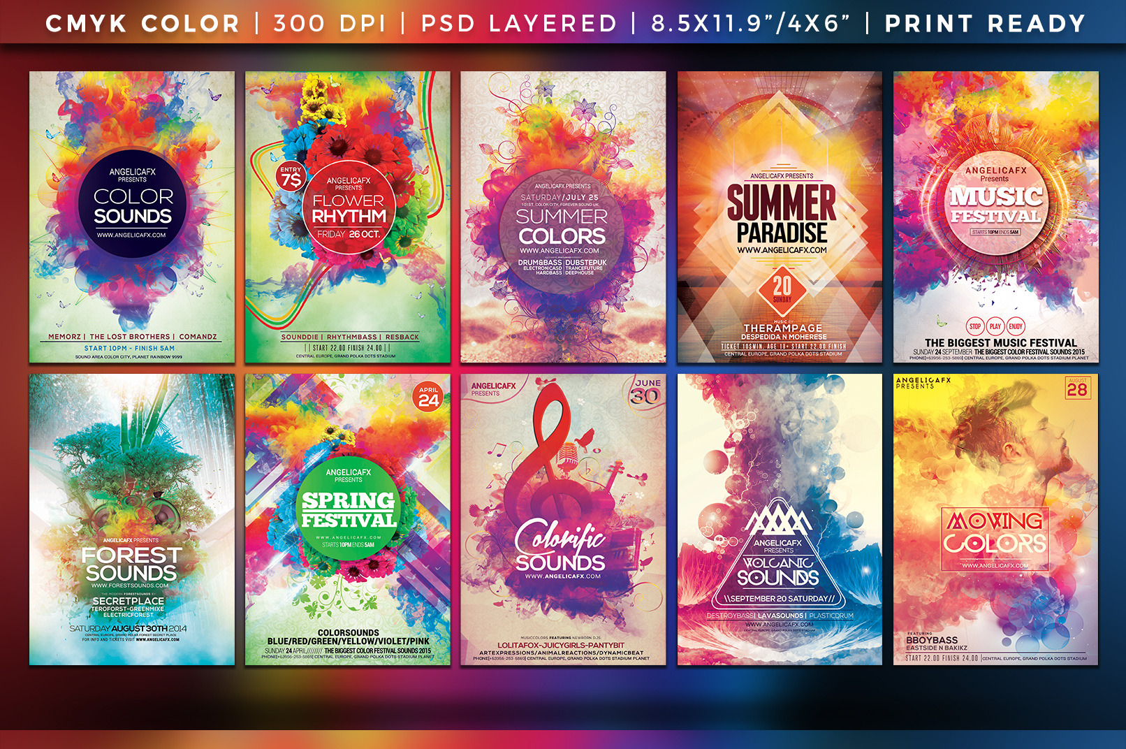 Mega Bundle Colorful Flyers Vol. 1 | Flyer Templates ~ Creative Market