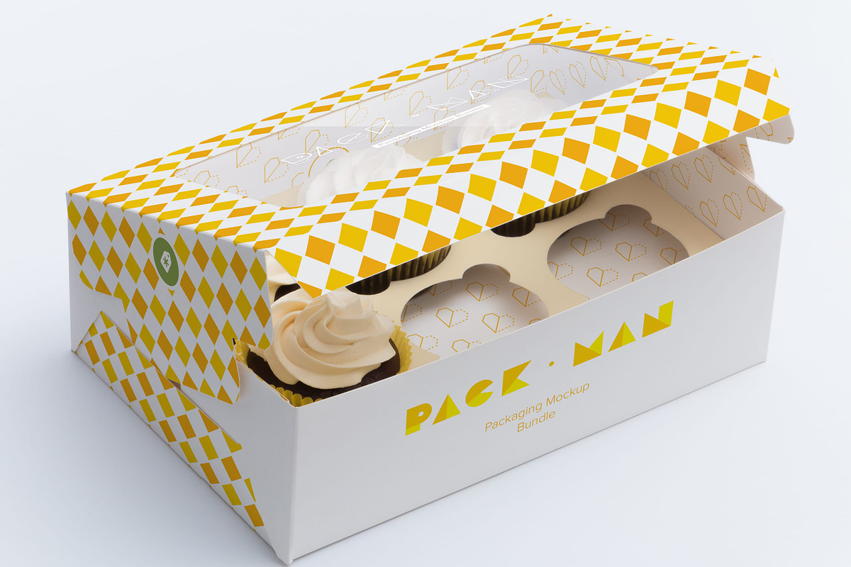 Four Cupcake Box Mockup 03 | Creative Photoshop Templates ...