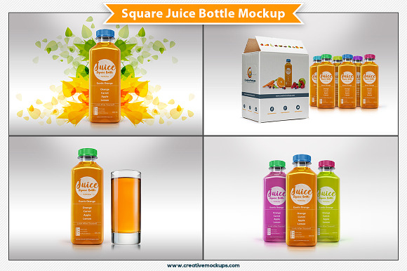 Download Square Juice Bottle Mockup Creative Photoshop Templates Creative Market