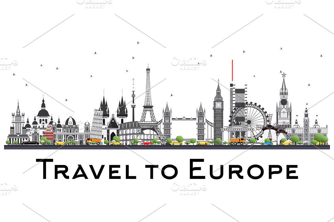 Famous Landmarks in Europe. | Photoshop Graphics ~ Creative Market