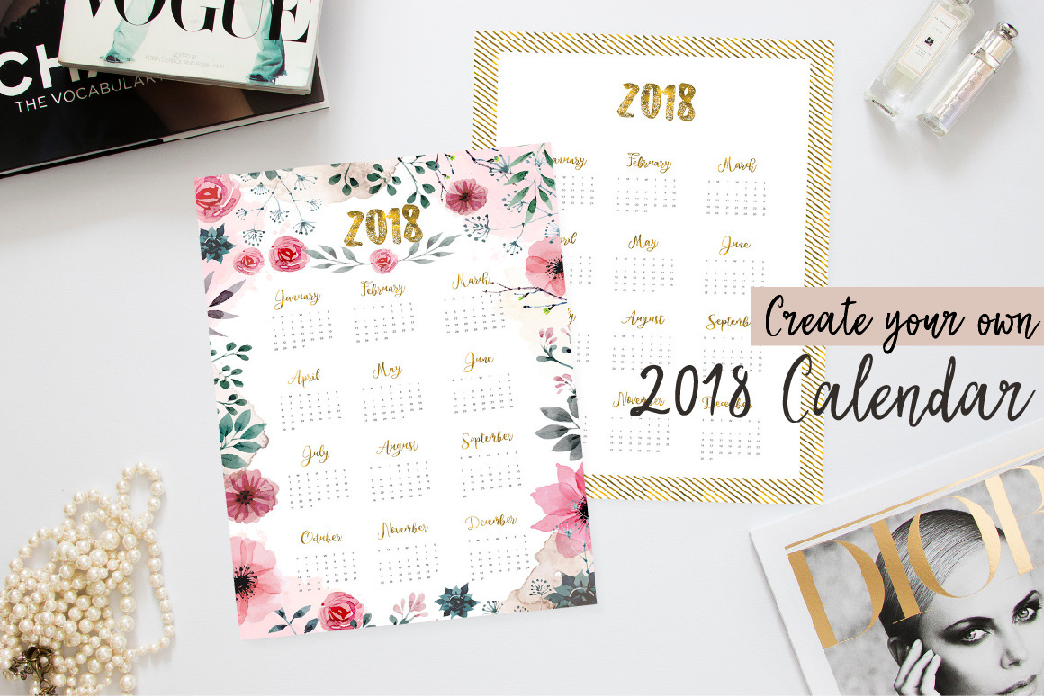 Create Your Own 18 Calendar Pre Designed Illustrator Graphics Creative Market