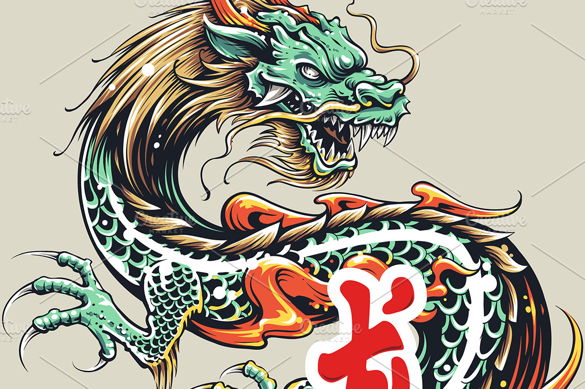 Tattoo Dragon | Vector Art | Illustrator Graphics ~ Creative Market