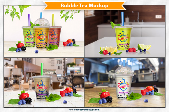 Download Bubble Tea Mockup Creative Photoshop Templates Creative Market