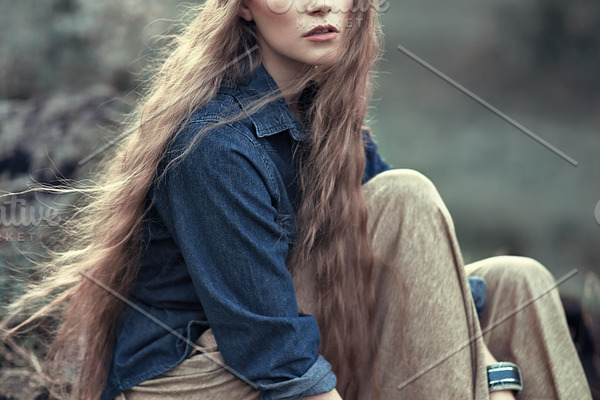 Beautiful Hippie Girl On Nature Containing Hippie Girl And Young