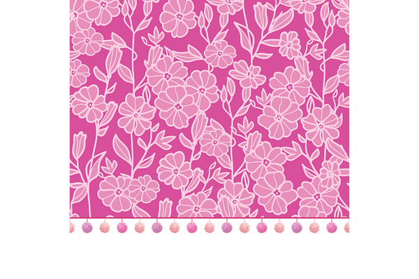 Download Vector pompom border trim on pink flowers seamless repeat ...