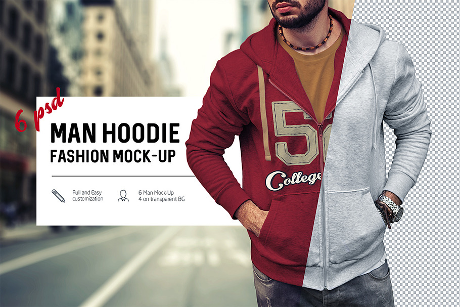 Download Man Hoodie Fashion Mock Up Creative Photoshop Templates Creative Market PSD Mockup Templates